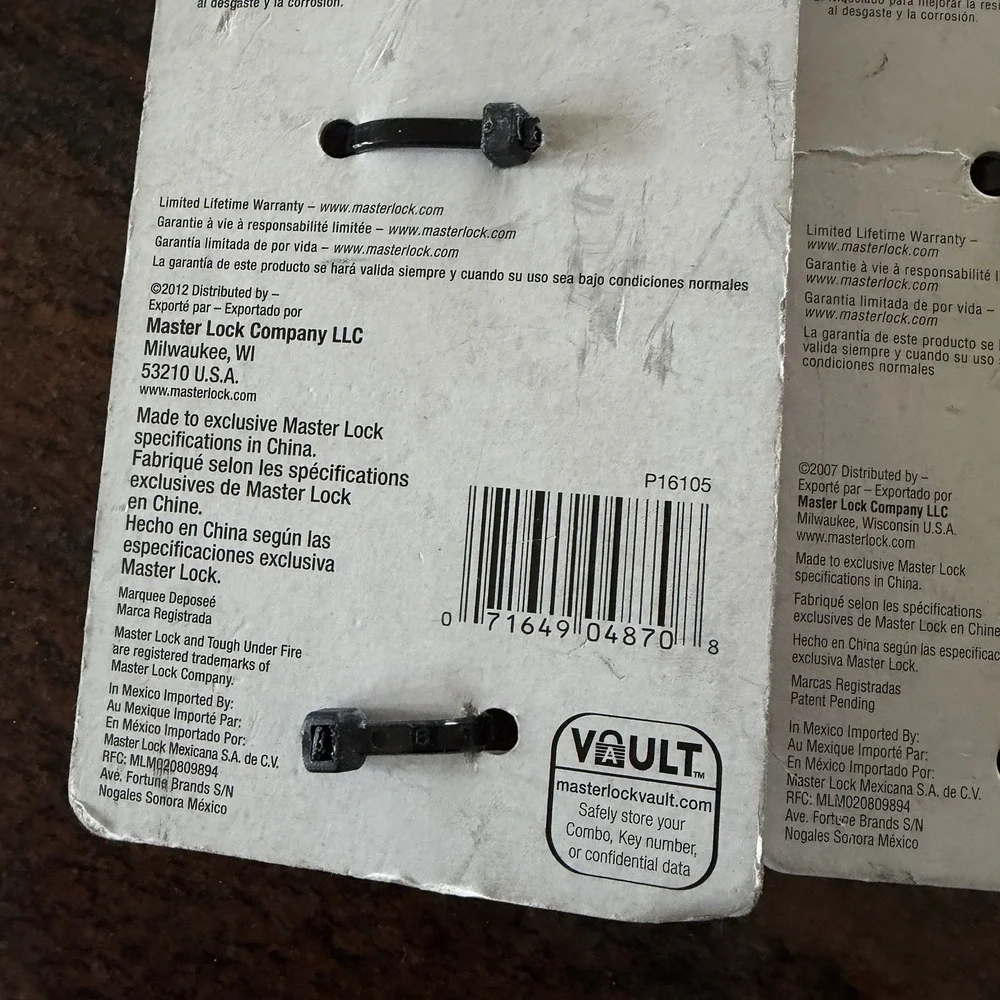 Lot Of 2 Master Lock part # 371DAT 5/8 Pin With Clip‎ New Tough Under Fire